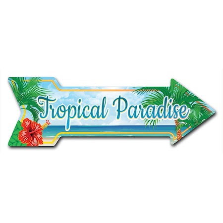 Tropical Paradise Arrow Decal Funny Home Decor 30in Wide